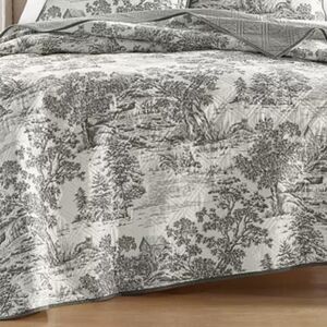 Martha Stewart Macy's cotton french toile fox quilt bedspread and 1 sham